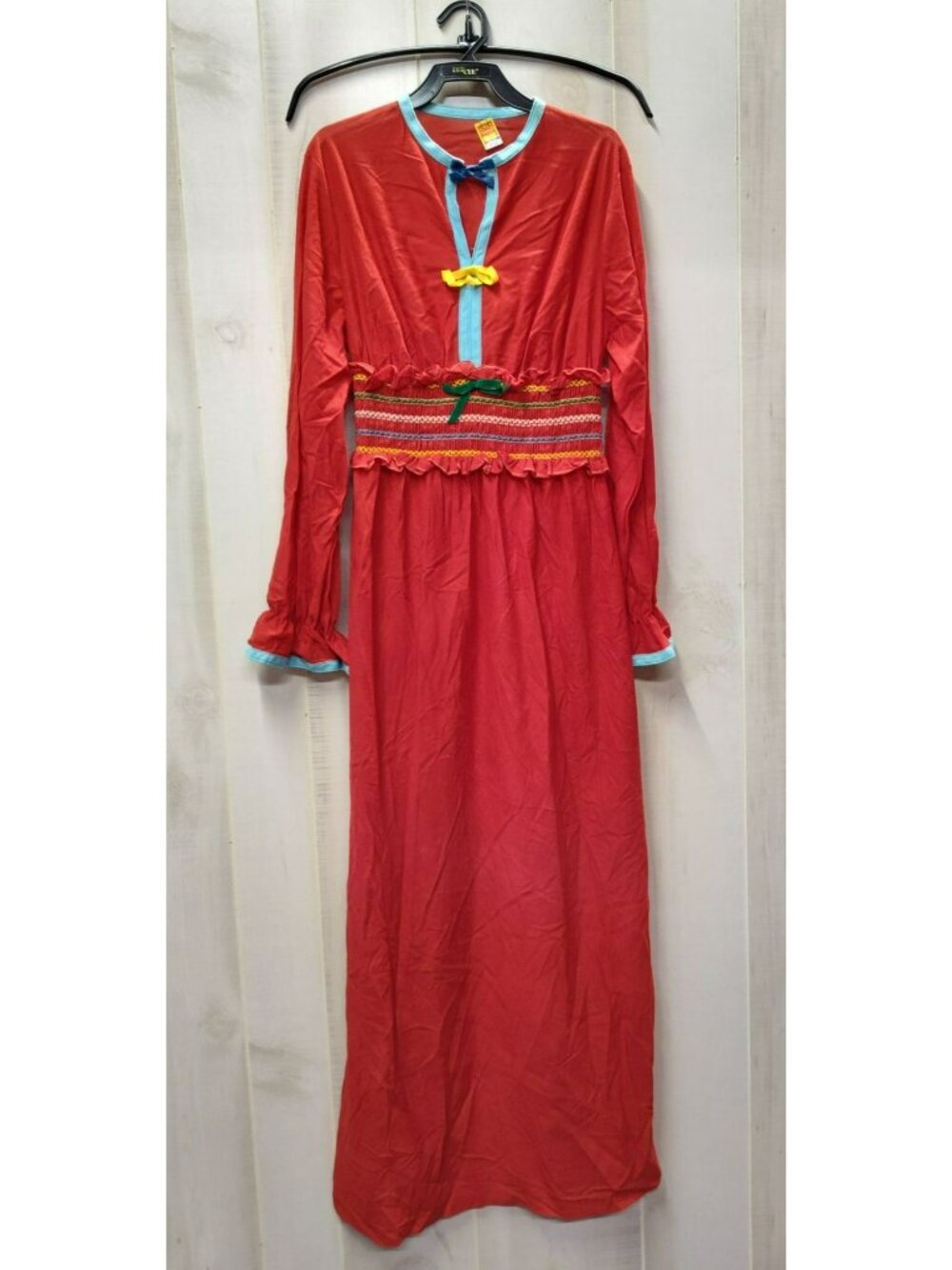 Vtg Aristocraft Superior Nightgown Med 70s Hostess Gown Red Blue Full Length USA